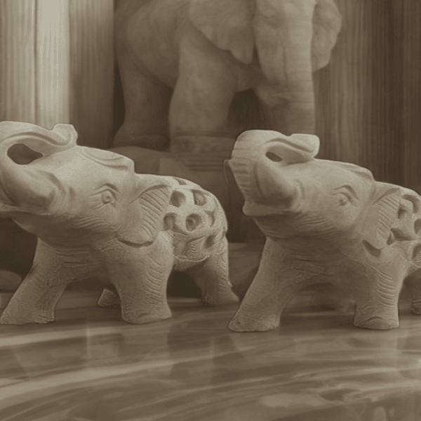 GiTAGGED® Varanasi Soft Stone Jali Trunk Up Elephant (2.5 Inches) – Set of 2